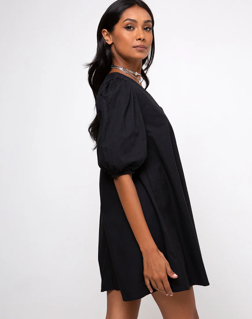 Elna Babydoll Dress in Black - Image 2
