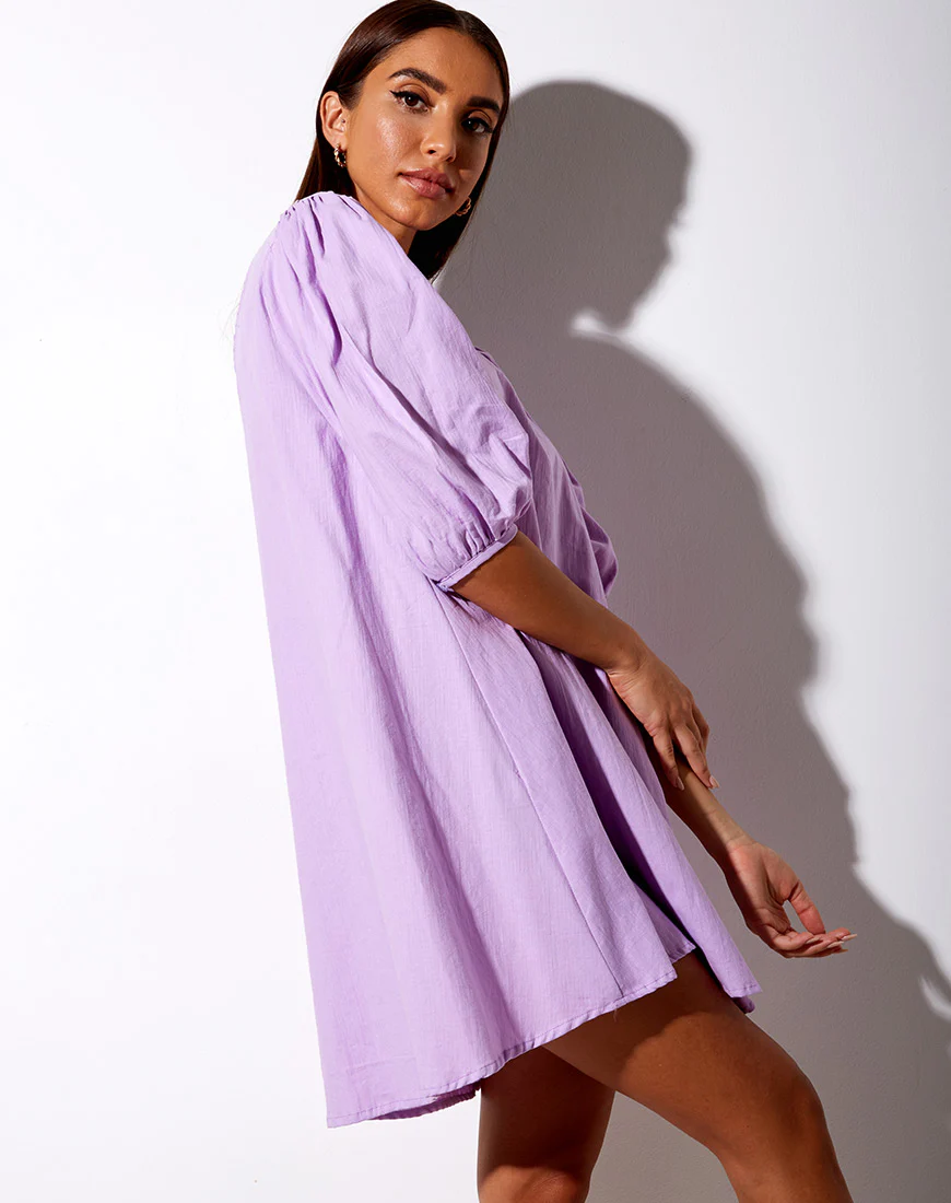 Elna Babydoll Dress in Lilac - Image 3
