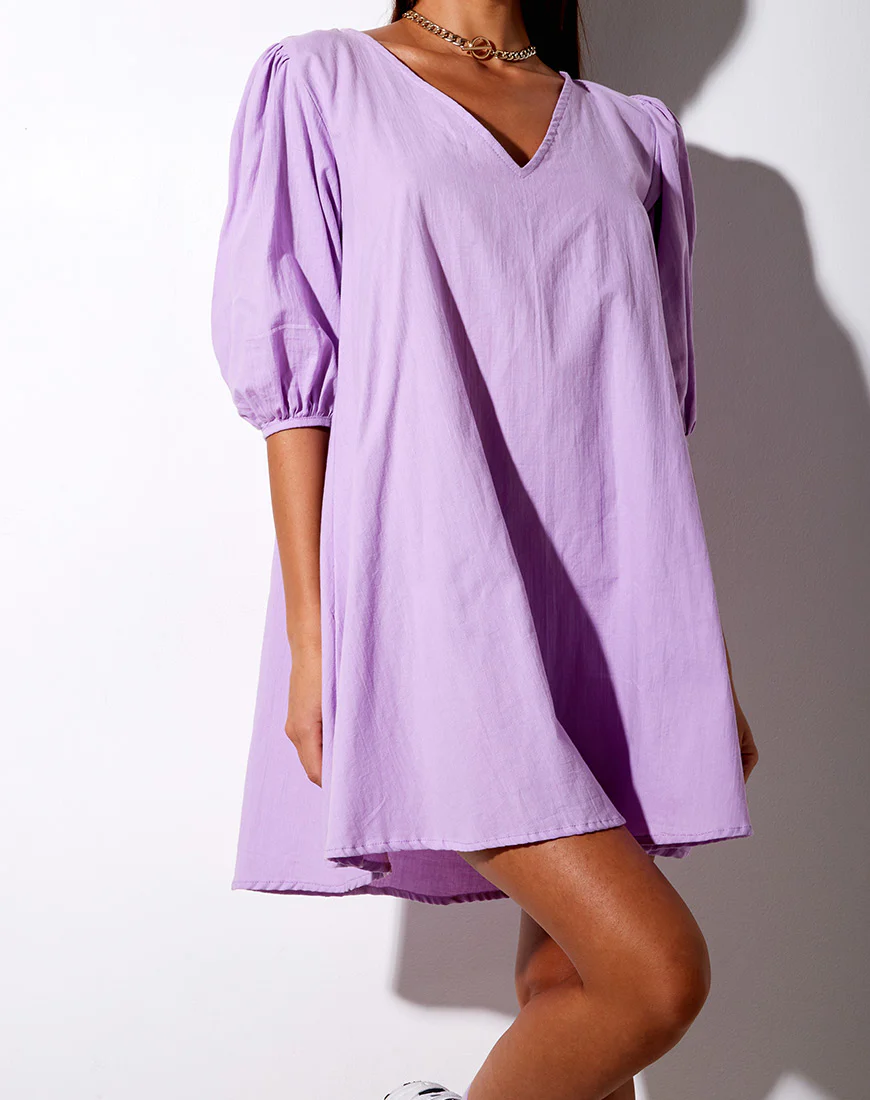 Elna Babydoll Dress in Lilac - Image 6
