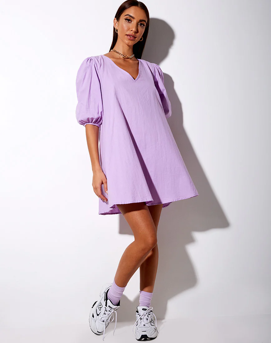 Elna Babydoll Dress in Lilac - Image 8