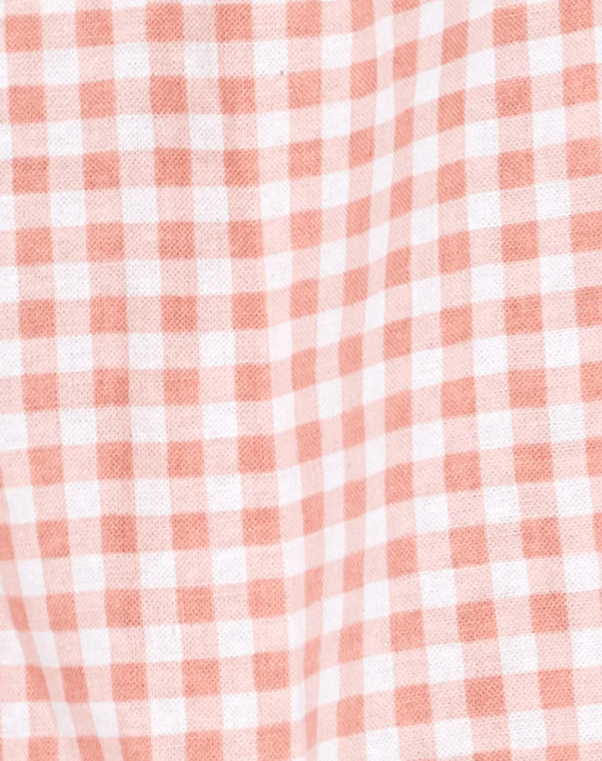 Elna Babydoll Dress in Pink Check - Image 5