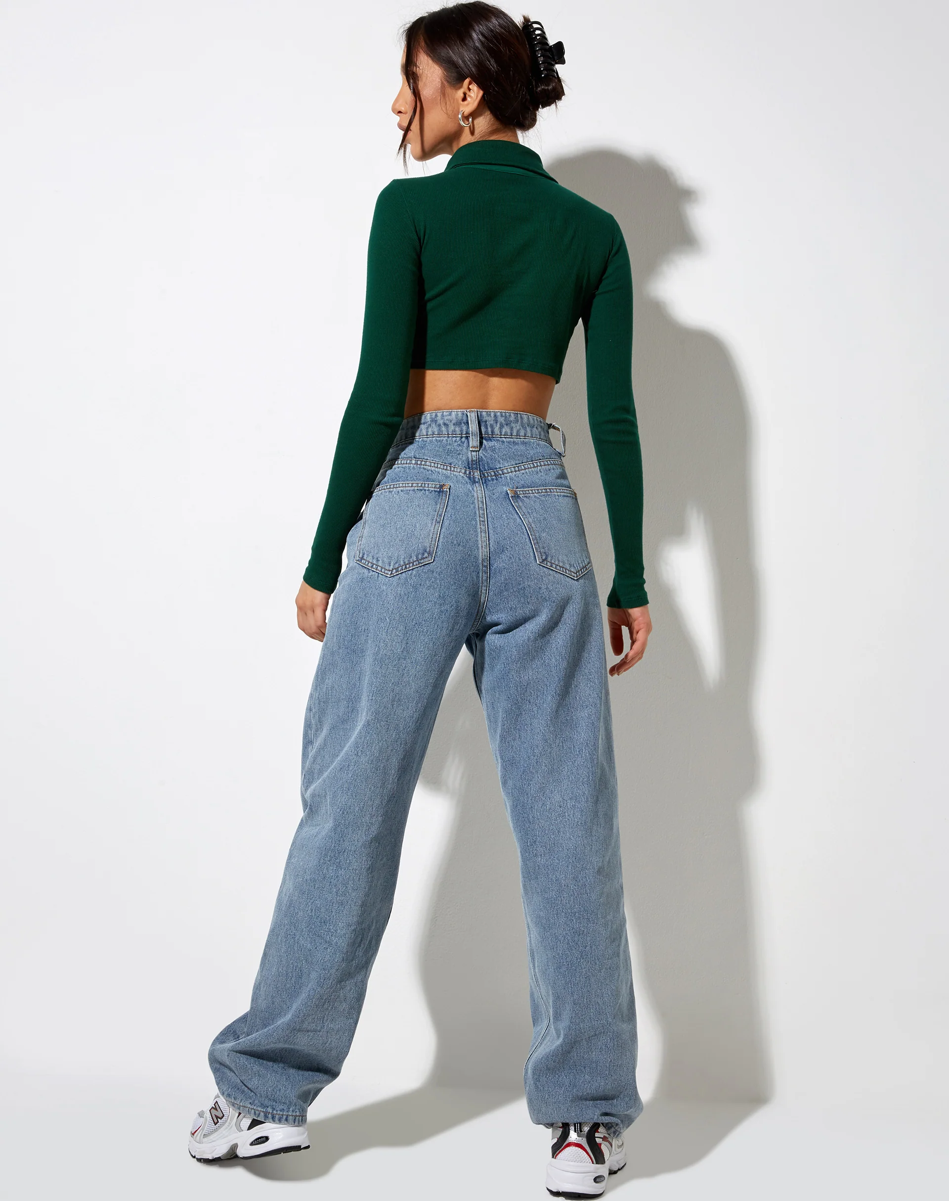 Elody Crop Top in Bottle Green Cupid Gold Embro - Image 2