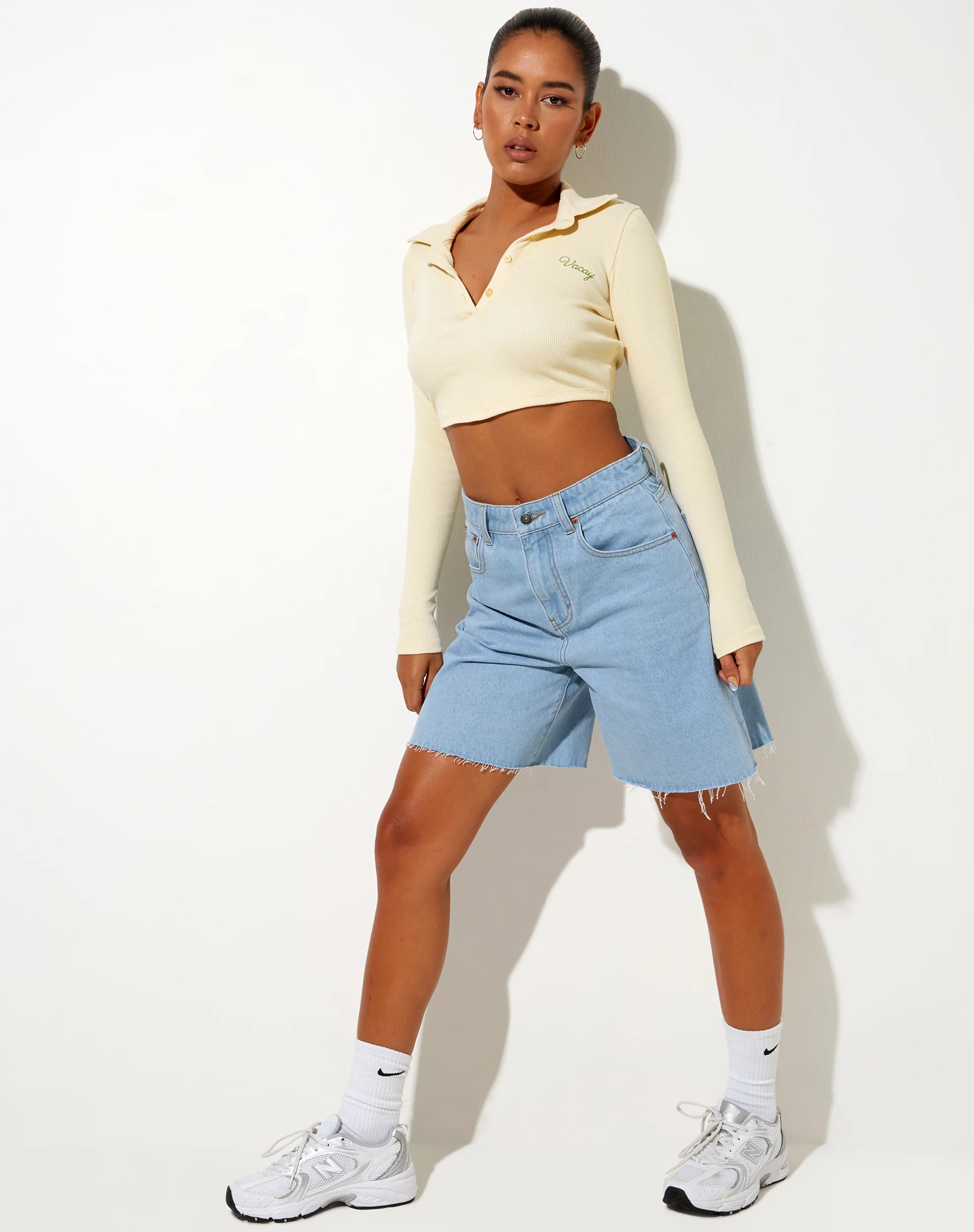 Elody Crop Top in Buttercream Vacay Embro - Image 3