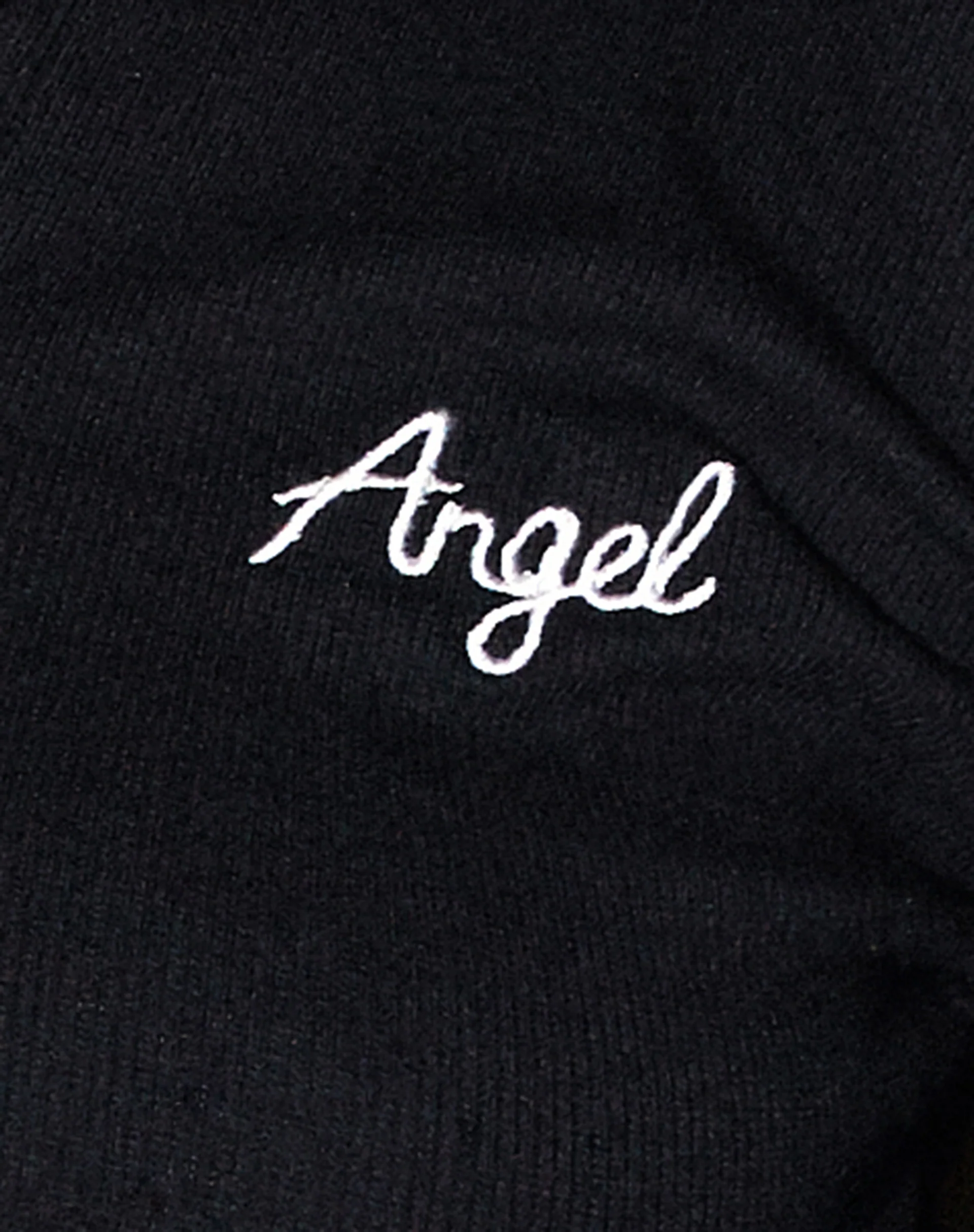Elody Crop Top in Rib Black 'Angel' Embro - Image 7