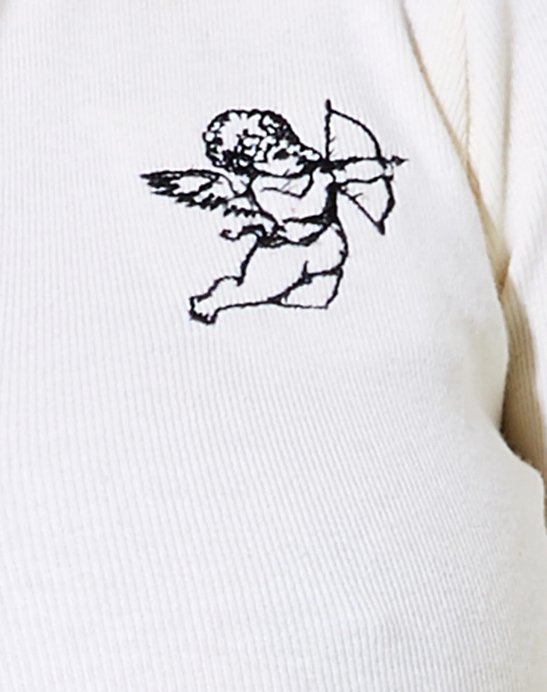 Elody Crop Top in Rib Ivory 'Cupid' Embro - Image 5