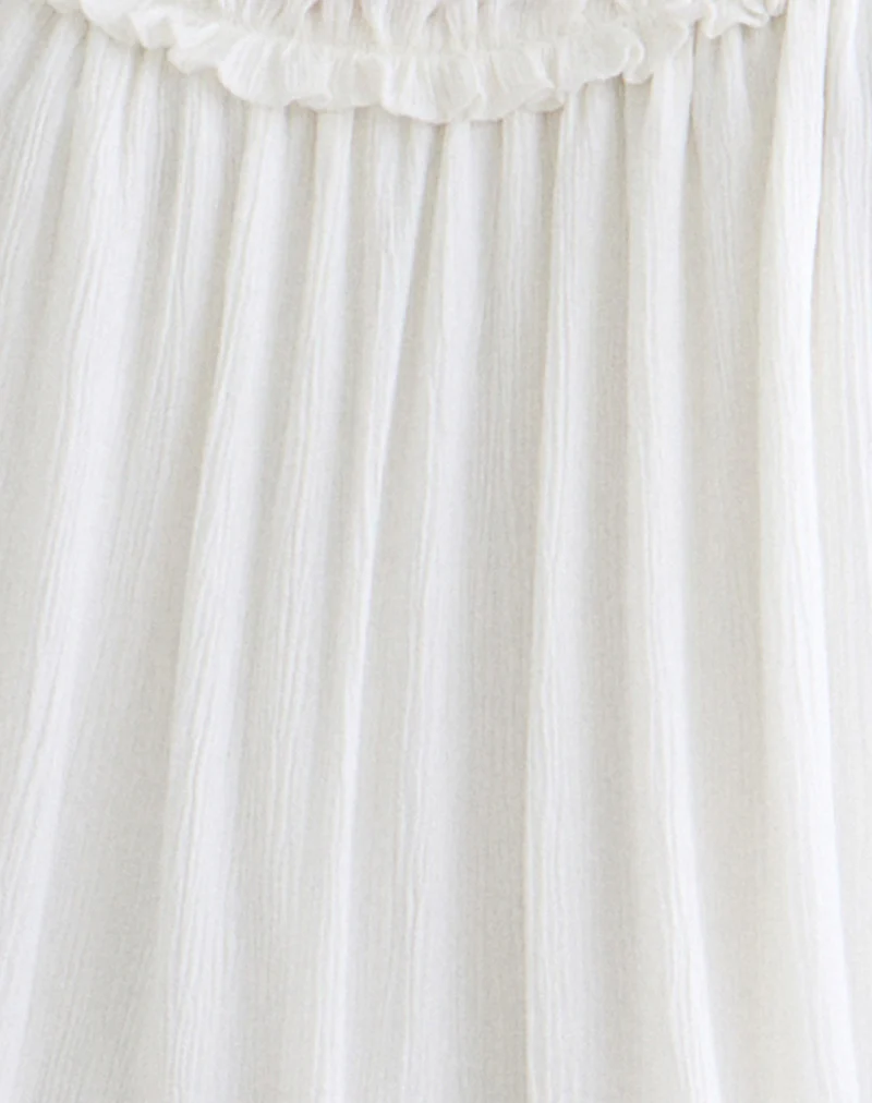 Elowen Frill Mini Dress in Crinkle Off White - Image 6
