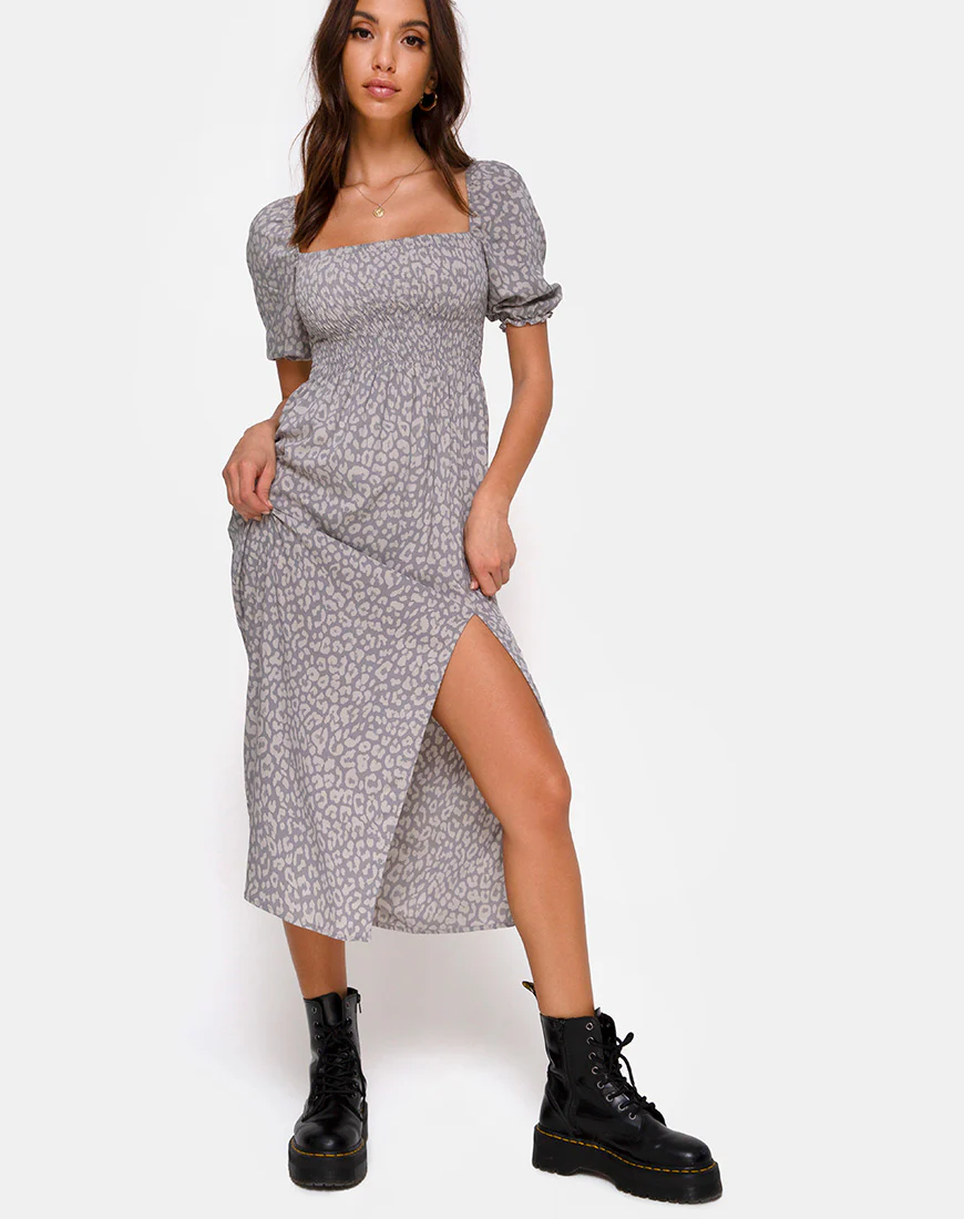 Eloya Midi Dress in Leopard Daze Grey - Image 3