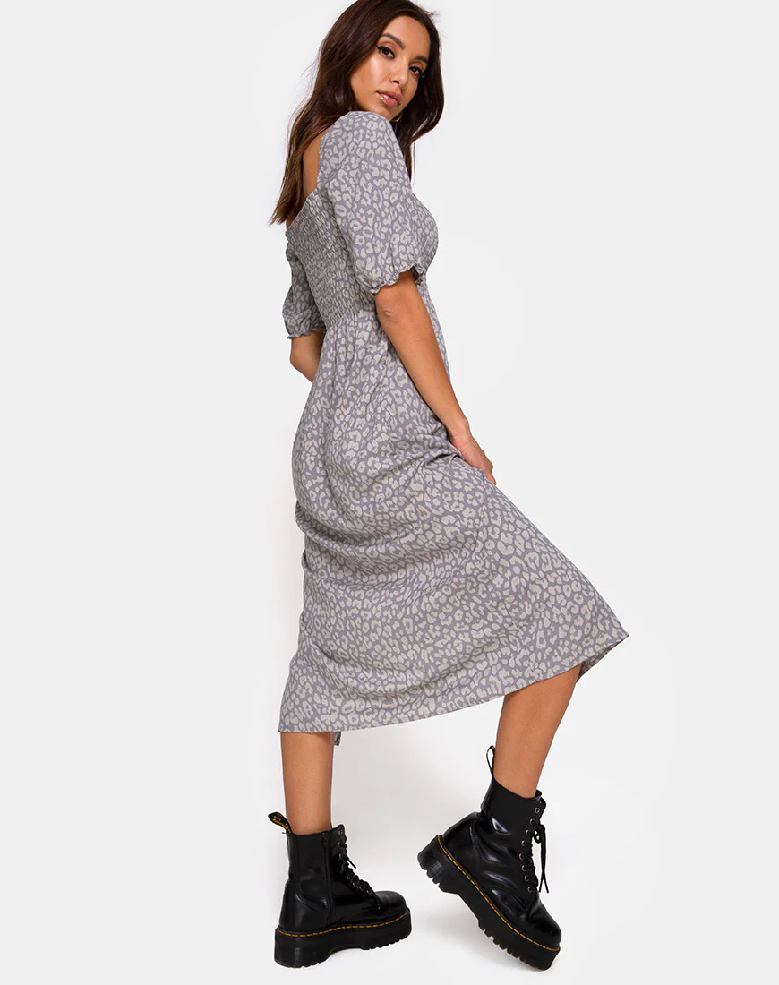 Eloya Midi Dress in Leopard Daze Grey - Image 4