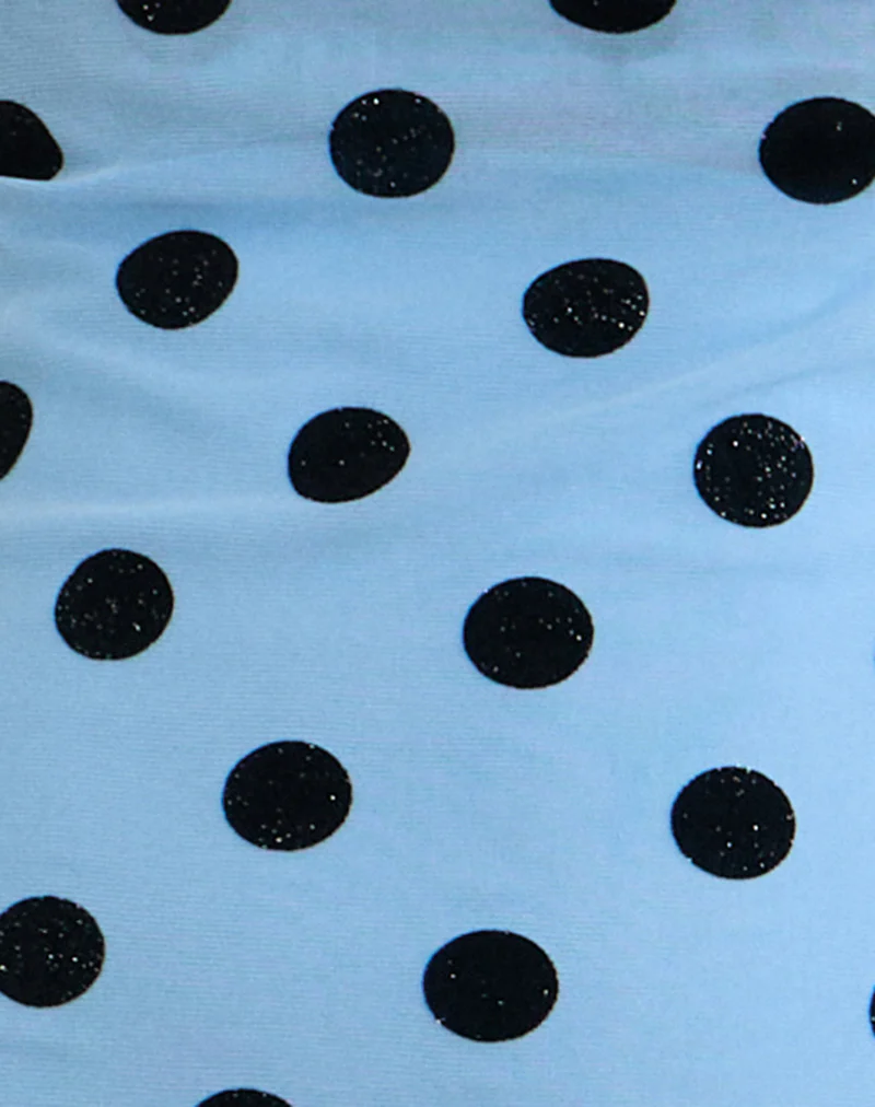 Eltazia Mini Dress in Blue with Polka Space Black - Image 7