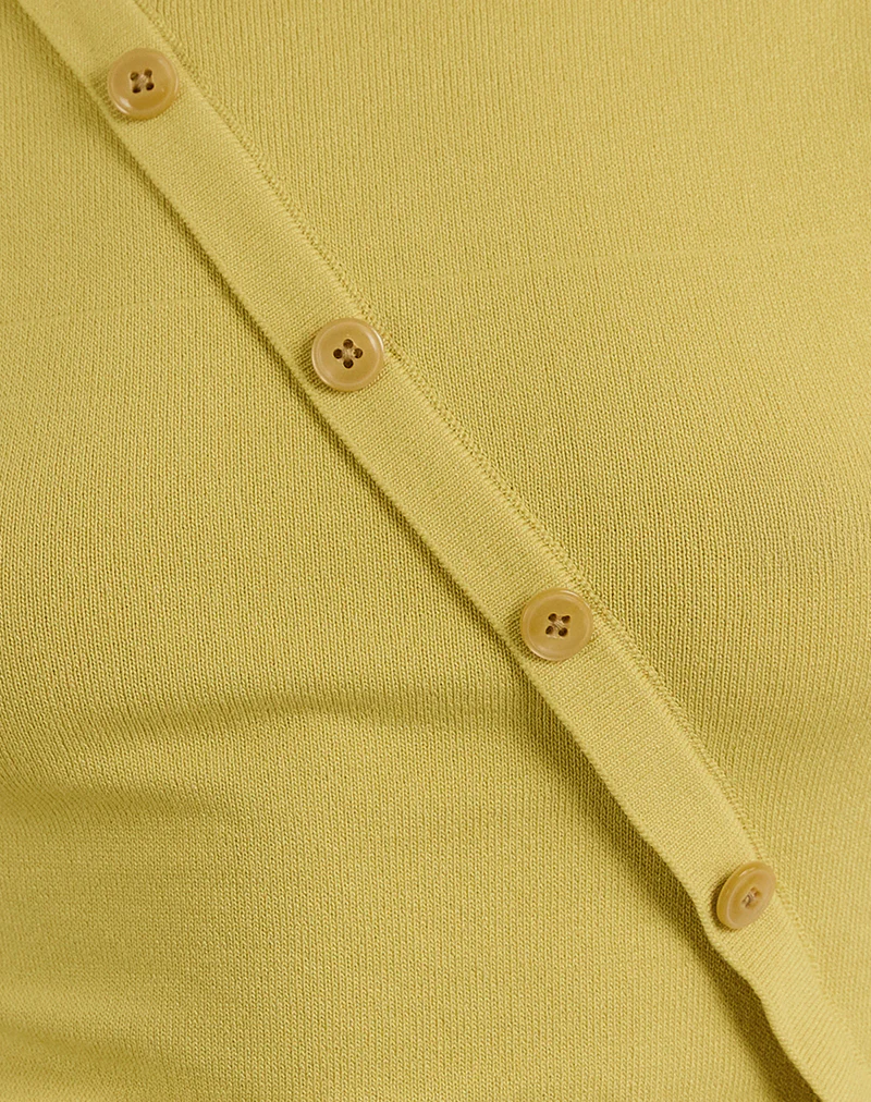 Elyra Asymmetric Top in Knit Golden Green - Image 7