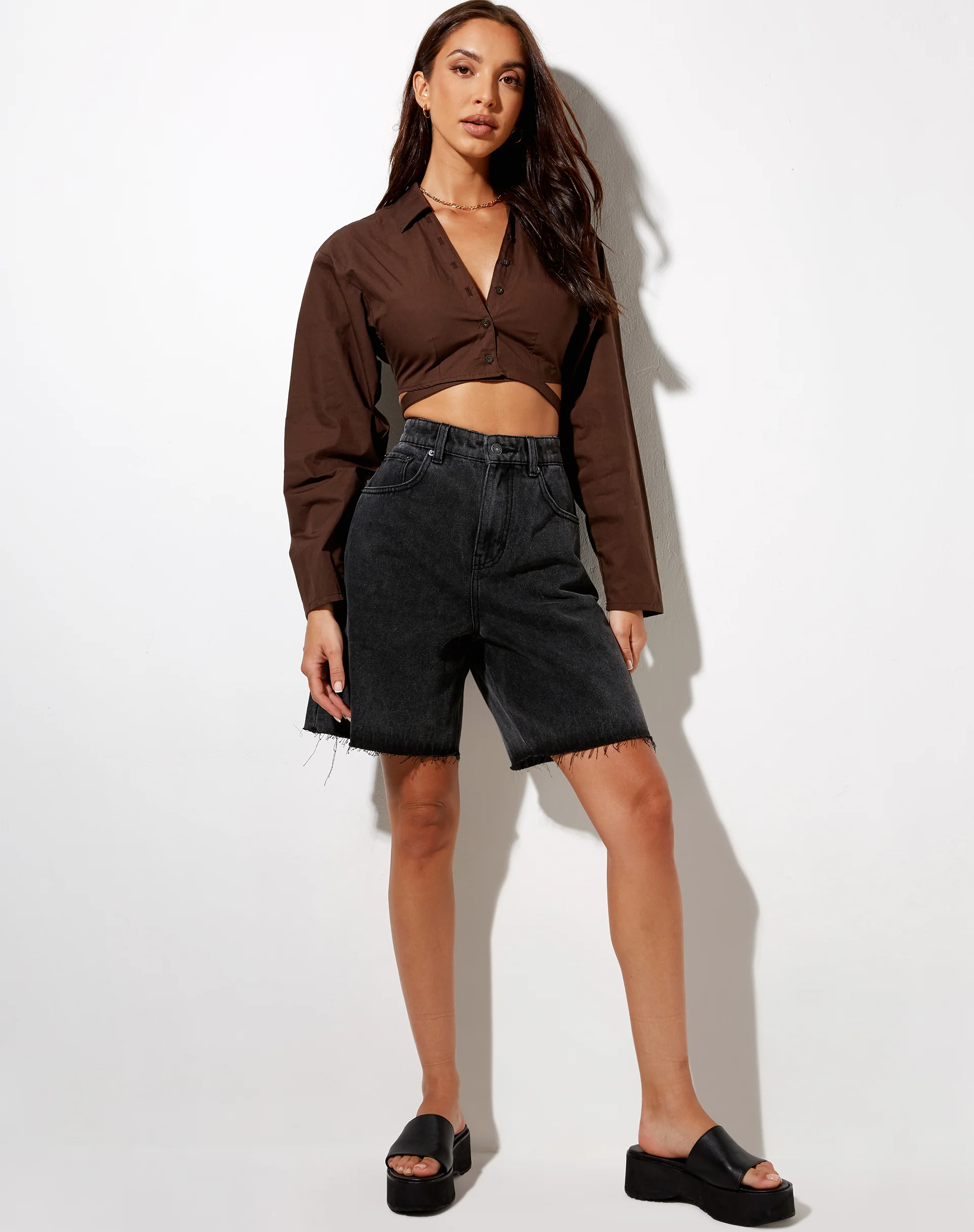Elyse Crop Top in Deep Mahogany - Image 3