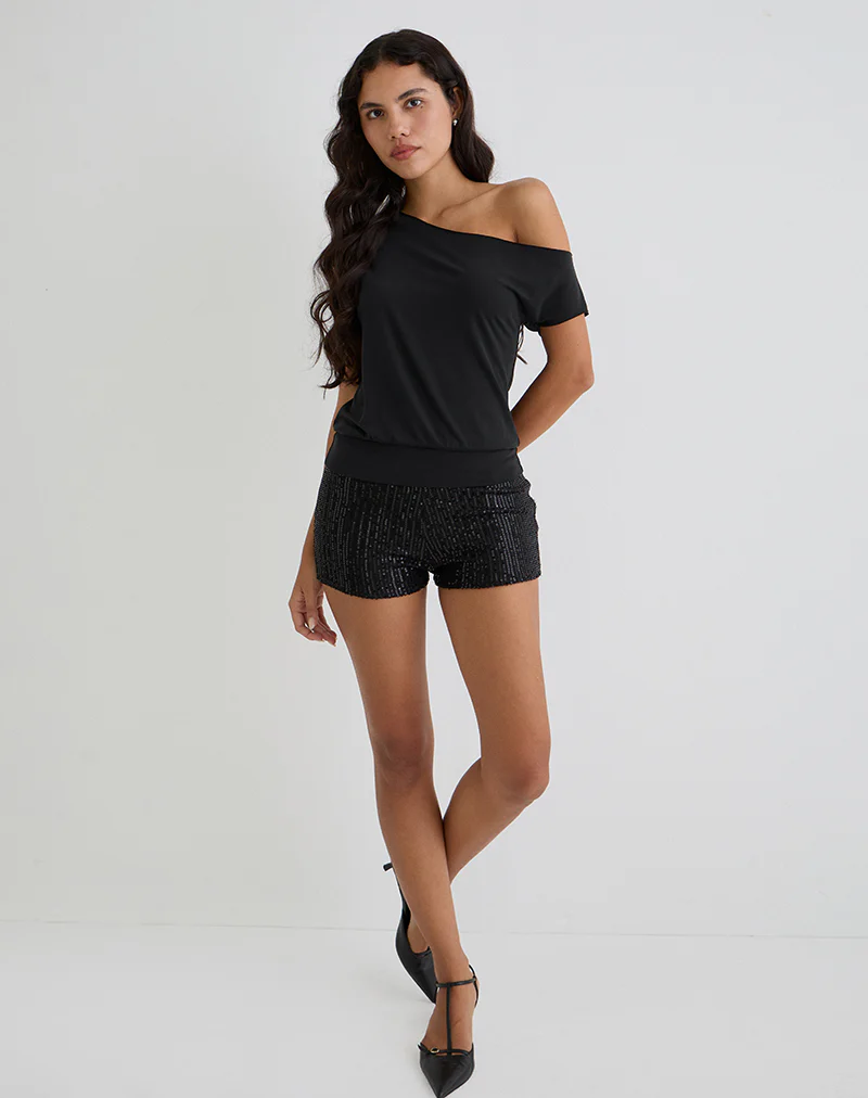 Elysian Asymmetric Top in Cupro Black - Image 2