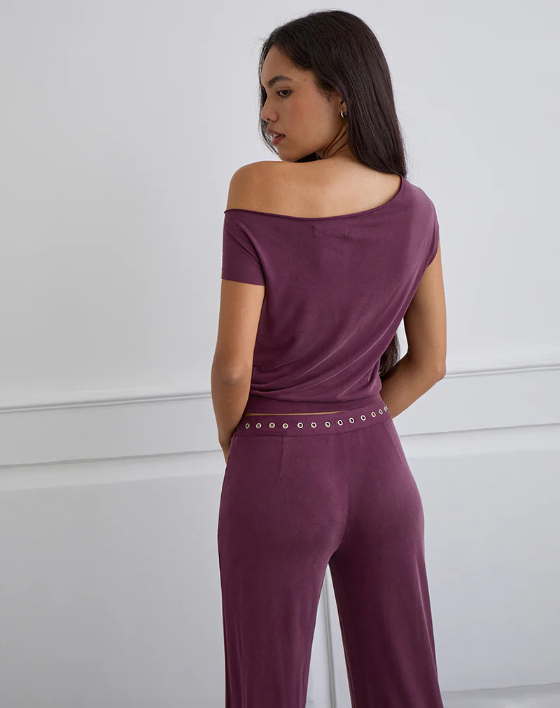 Elysian Asymmetric Top in Cupro Plum - Image 5