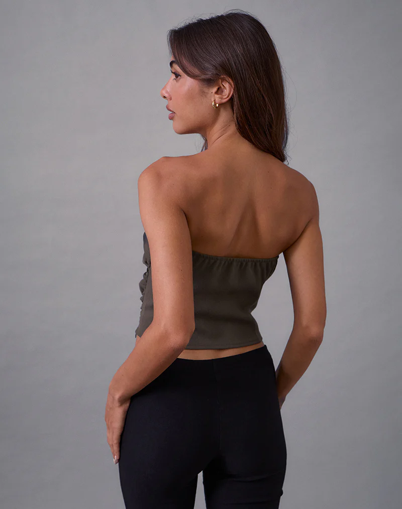 Elzi Corset Top in Tailoring Dark Olive - Image 3
