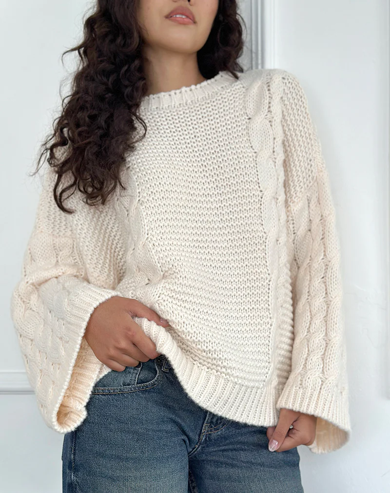 Emarti Jumper in Luxe Chunky Knit Ivory - Image 2