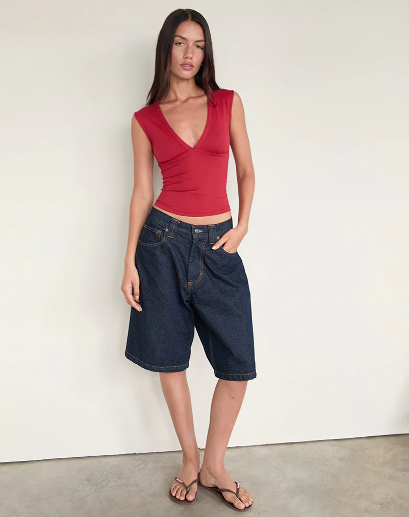 Emberly Plunge Top in Adrenaline Red - Image 2