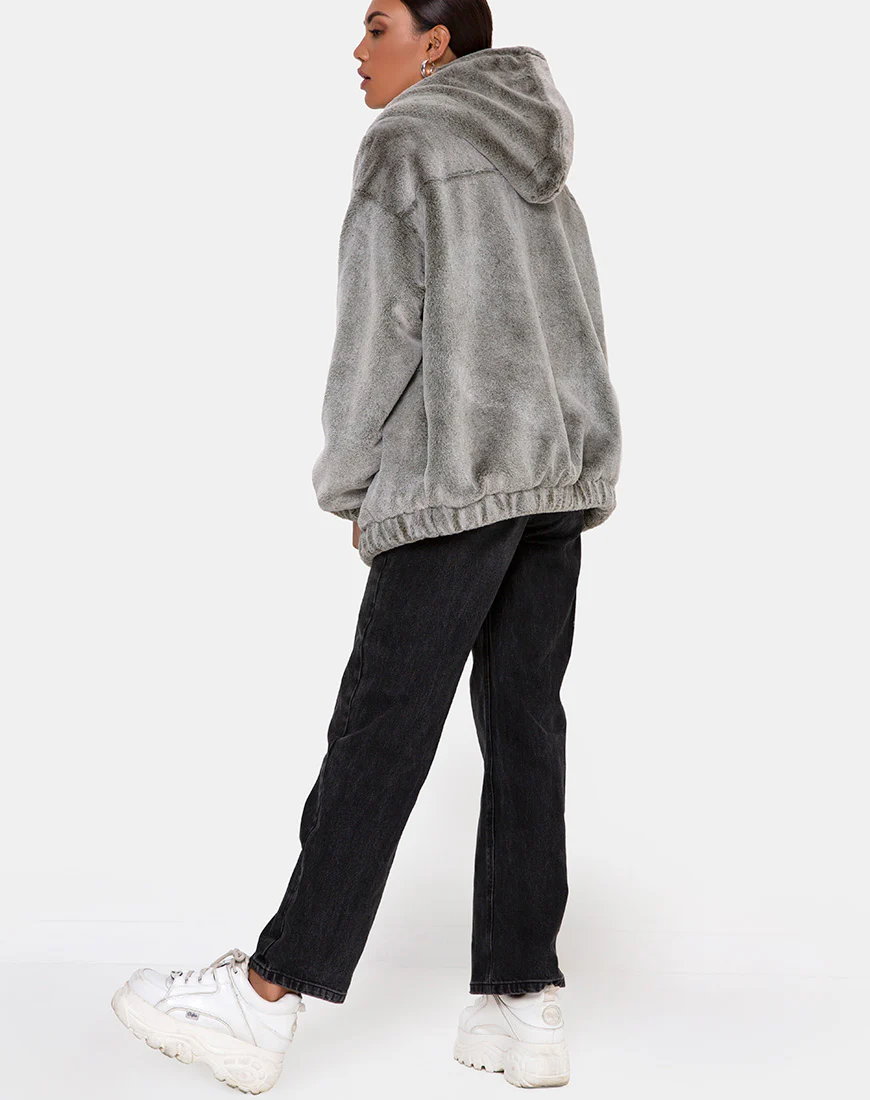 Emerson Jacket in Faux Fur Grey - Image 3