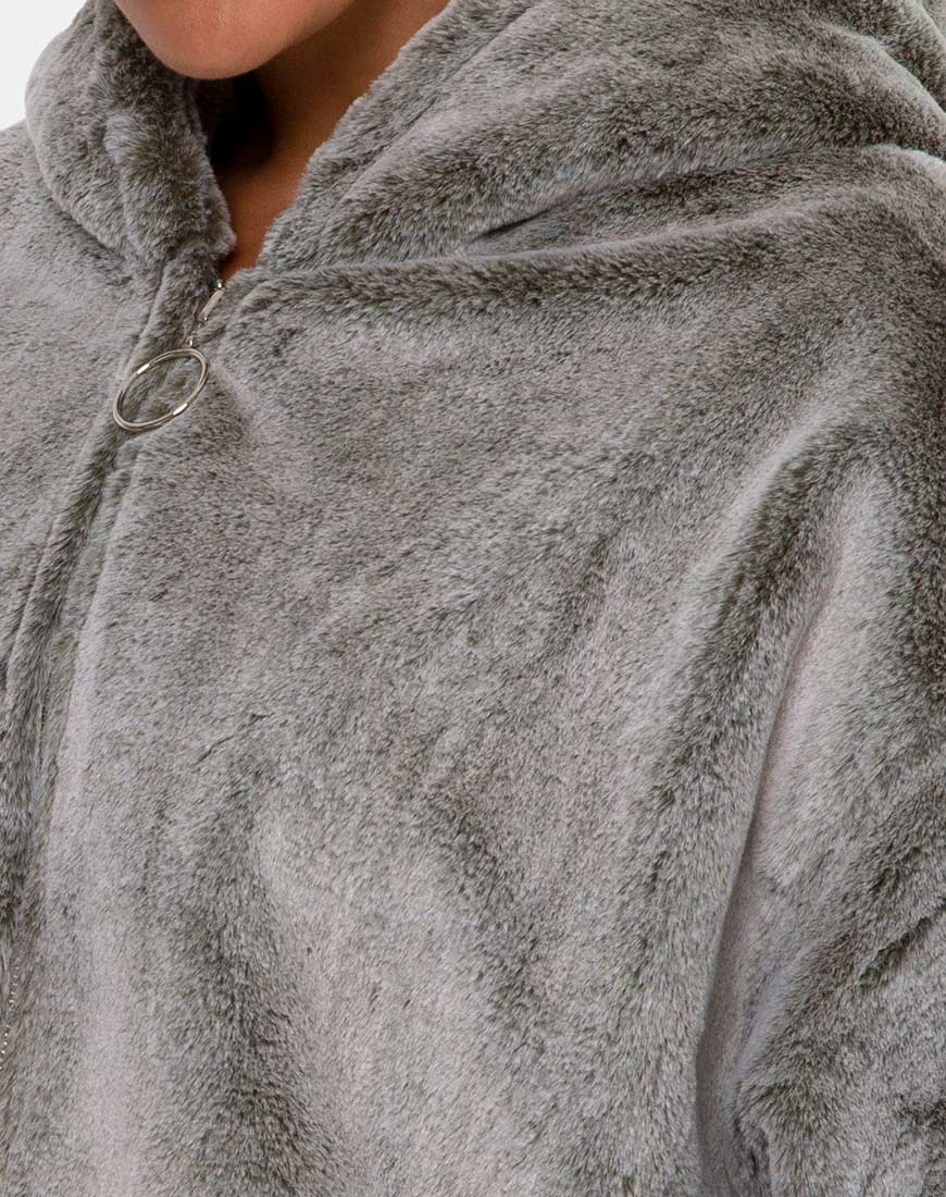 Emerson Jacket in Faux Fur Grey - Image 6