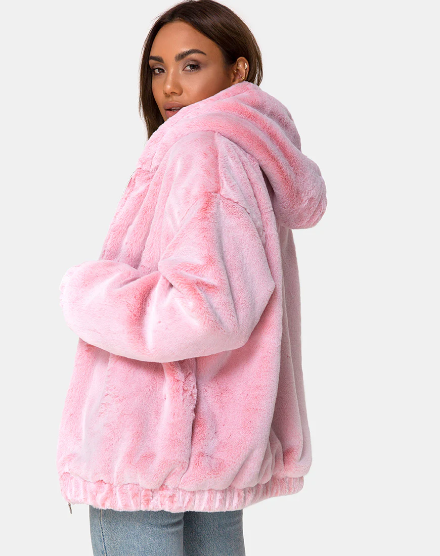 Emerson Jacket in Faux Fur Pink - Image 2