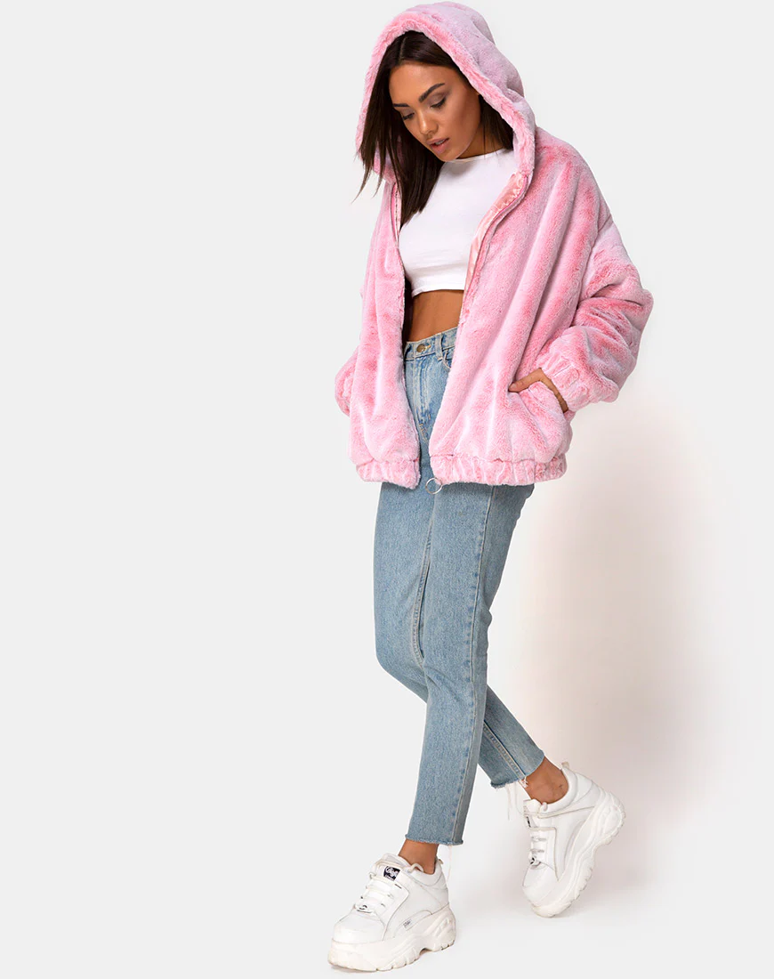 Emerson Jacket in Faux Fur Pink - Image 4