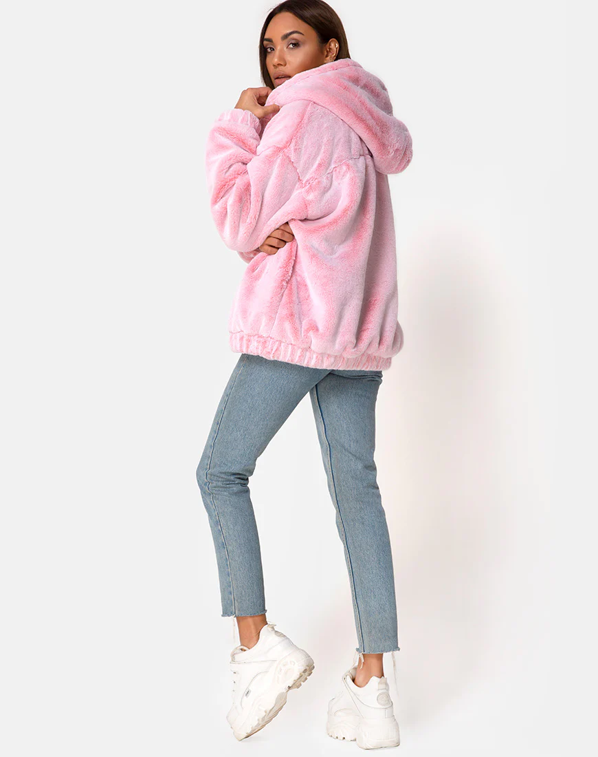 Emerson Jacket in Faux Fur Pink - Image 5