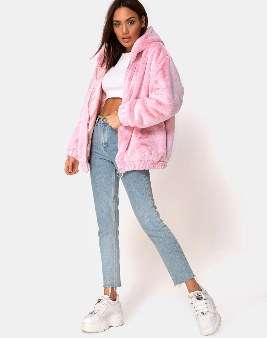 Emerson Jacket in Faux Fur Pink - Image 6