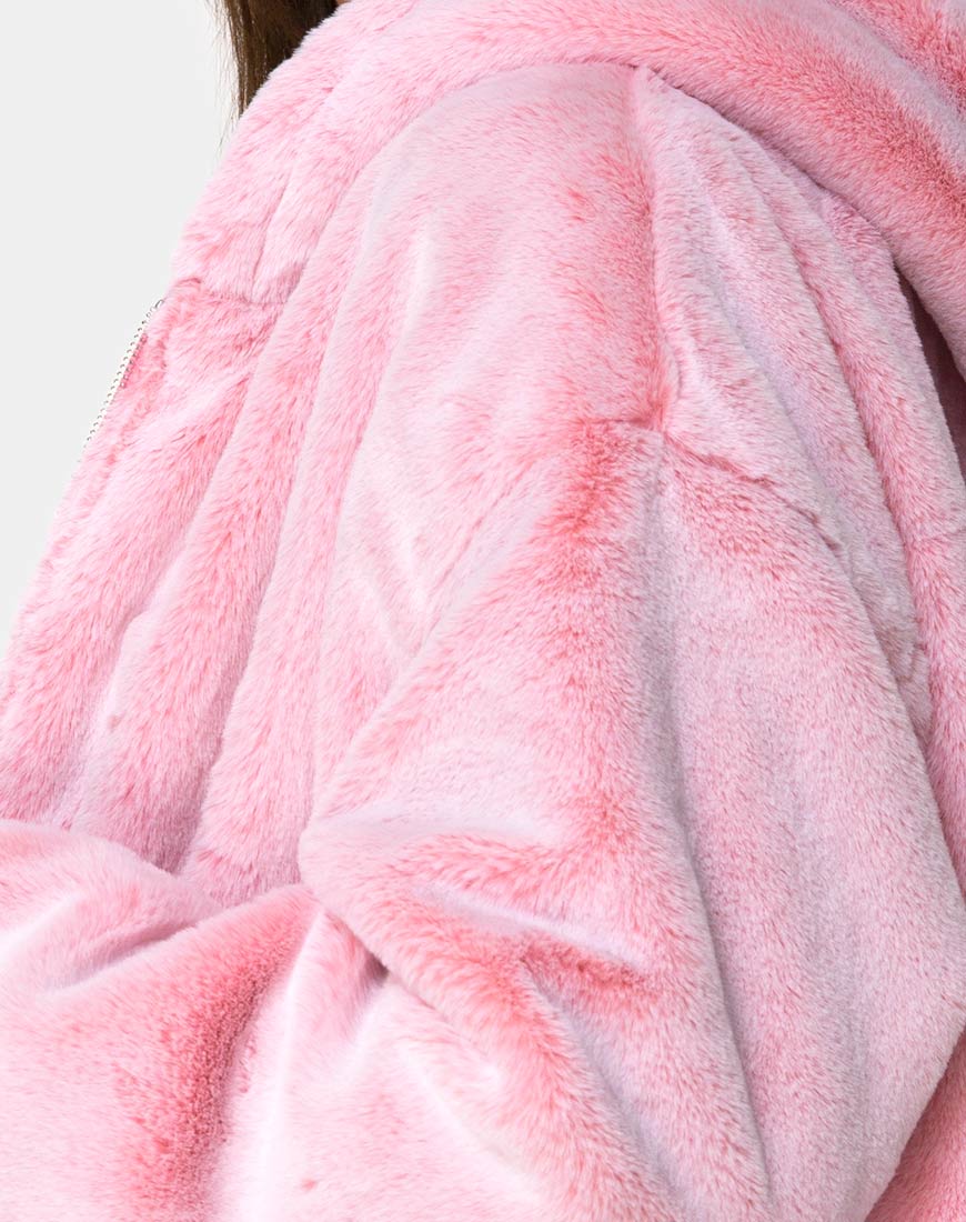 Emerson Jacket in Faux Fur Pink - Image 7
