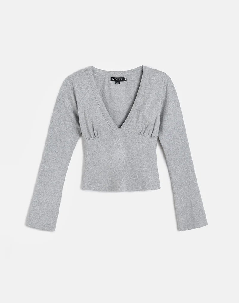 Emesy Long Sleeve Top in Grey Marl - Image 2