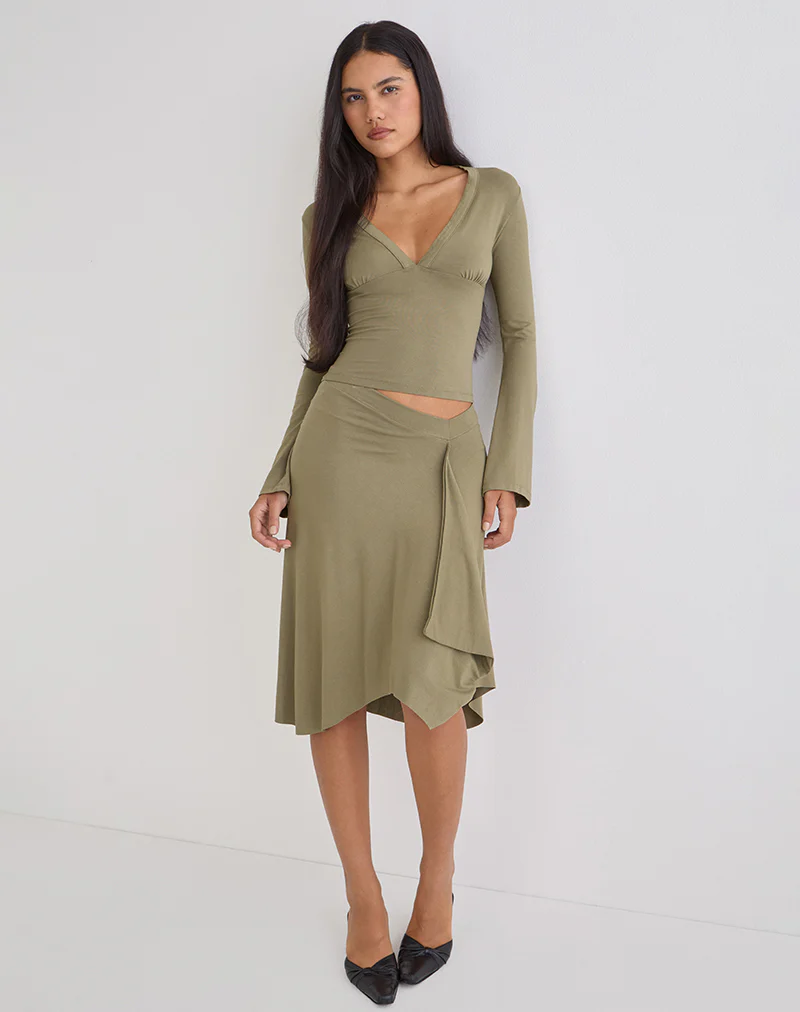 Emesy Long Sleeve Top in Khaki - Image 5