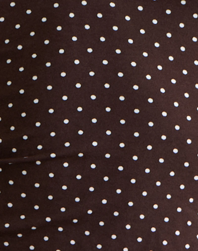 Emesy Long Sleeve Top in Micro Polka Brown - Image 6