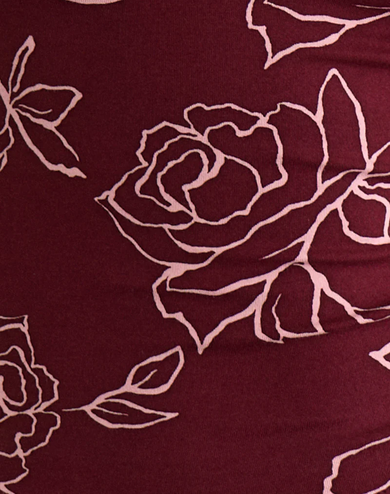 Emesy Long Sleeve Top in Outline Rose Marooon - Image 6