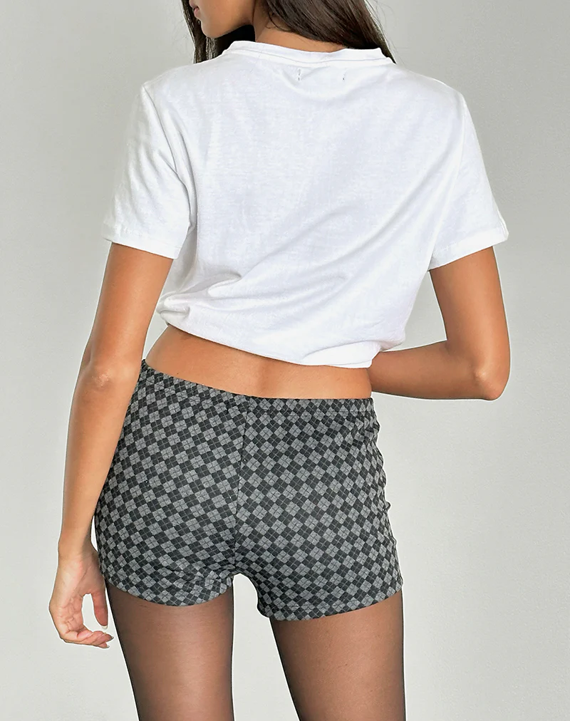 Emier Micro Shorts in Argyle Black Grey - Image 5