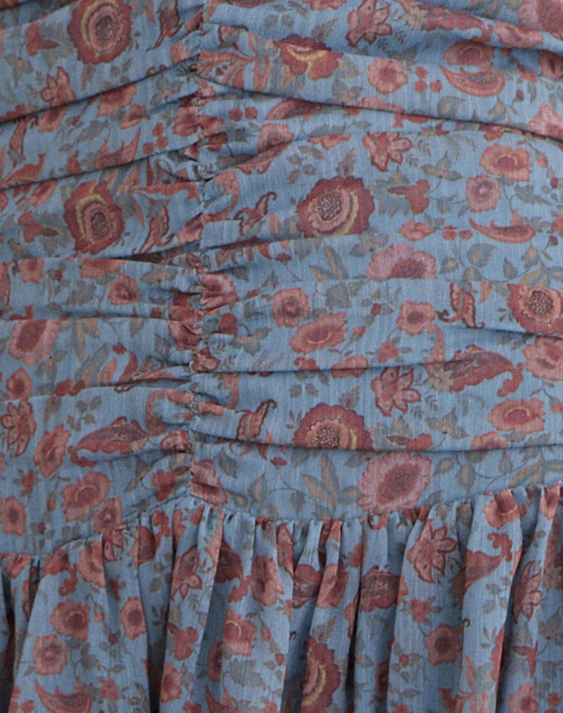 Emika Mini Dress in Shadow Blossom Blue Chiffon - Image 6