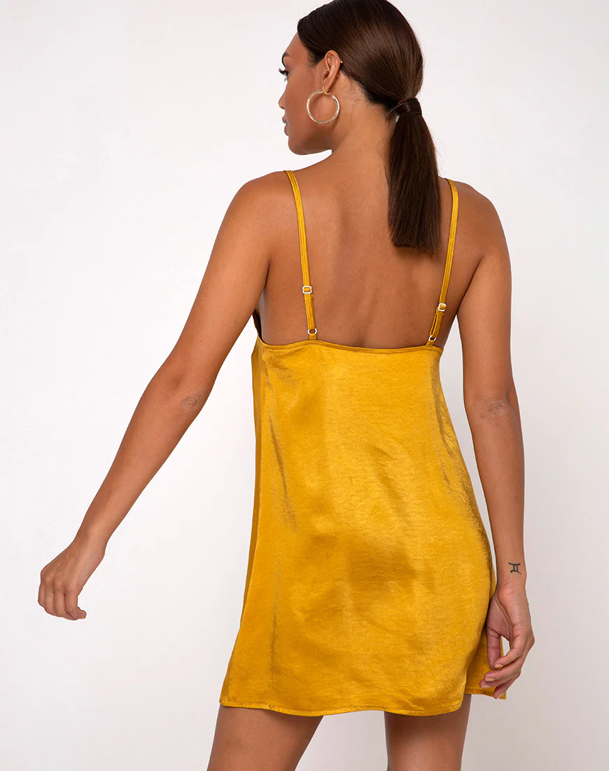 Emilia Slip Dress in Satin Turmeric - Image 2