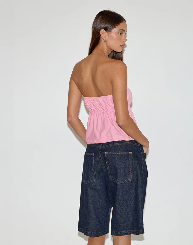 Ender Tie Bandeau Top in Rayon Ballet Pink - Image 4