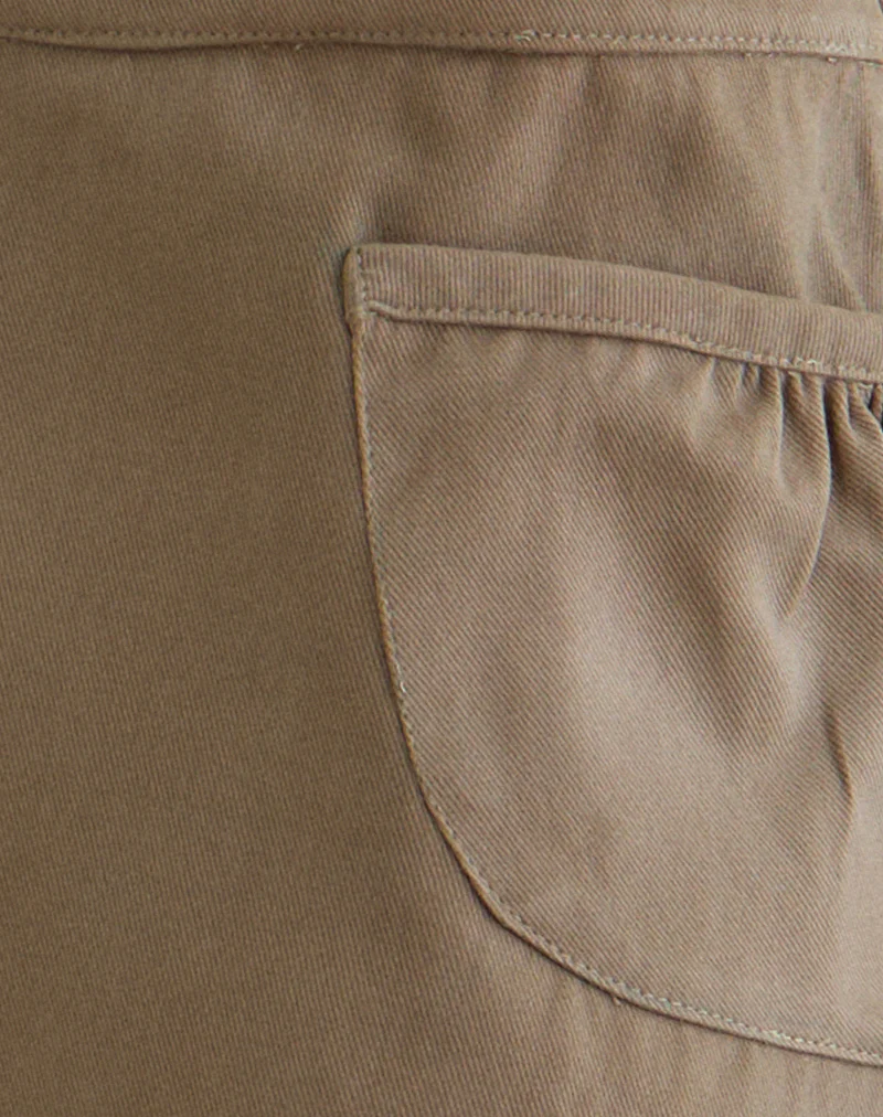 Enyo Mini Skirt in Twill Khaki with Side Pocket - Image 6