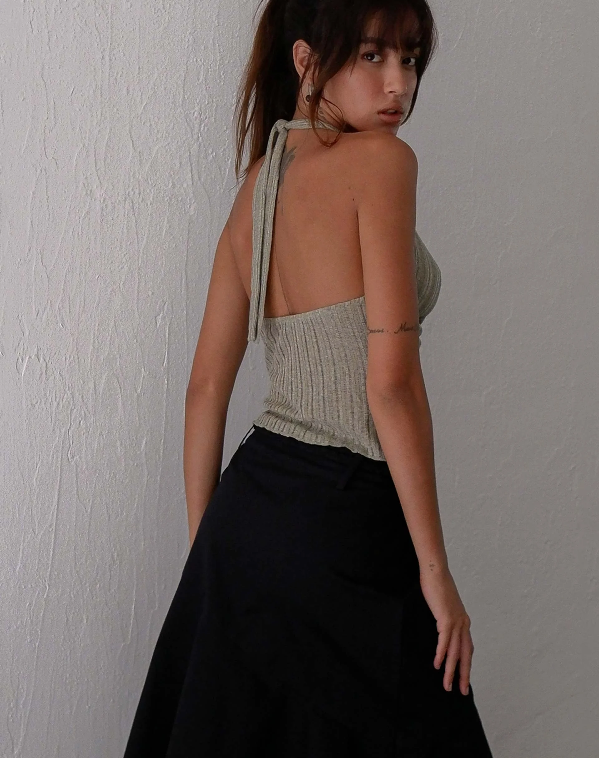Enzley Knit Halterneck Top in Sage - Image 5