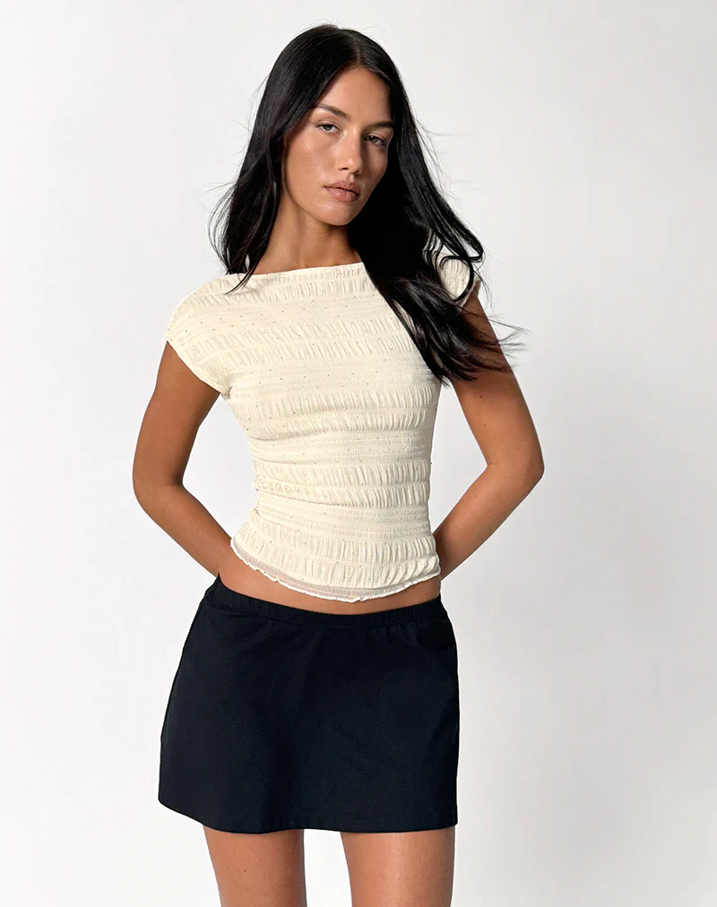 Erika Backless Top in Sequin Mesh Ivory - Image 5