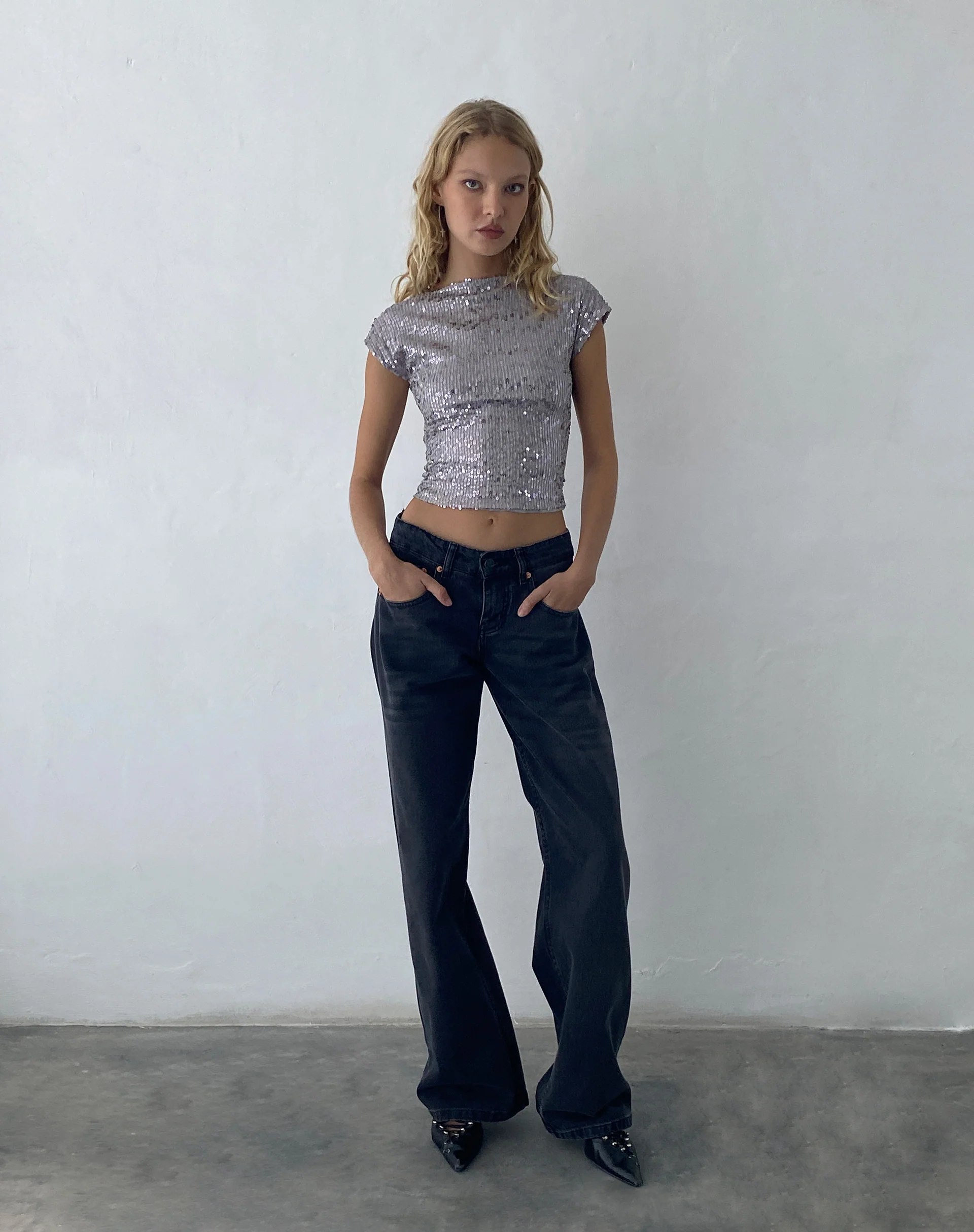 Erika Backless Top in Silver Sequin - Image 4
