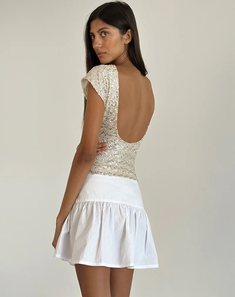 Erika Backless Top in Neutral Sequin - Image 3