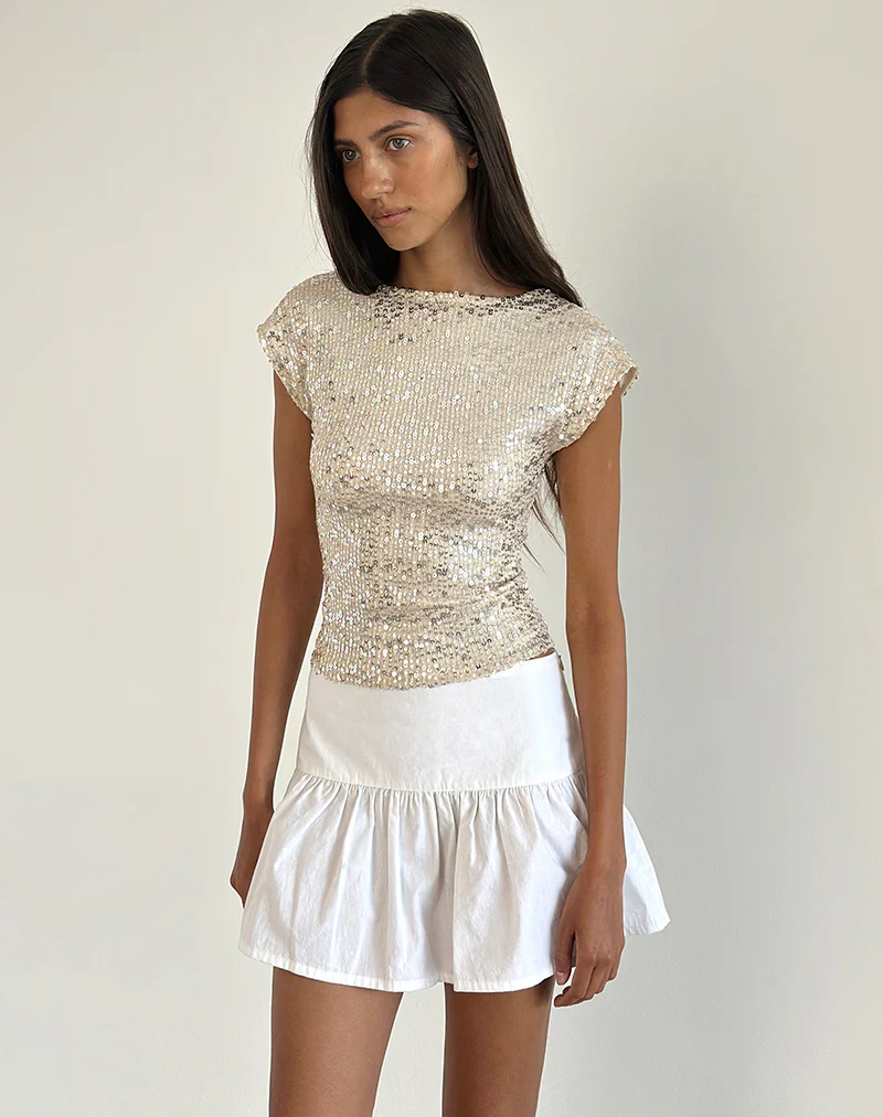 Erika Backless Top in Neutral Sequin - Image 5
