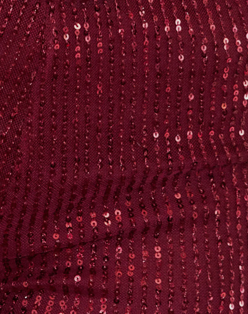 Erna Micro Shorts in Drape Mini Sequin Maroon - Image 6