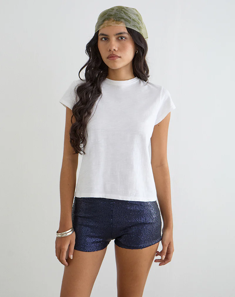 Erna Micro Short in Drape Sequin Navy - Image 5