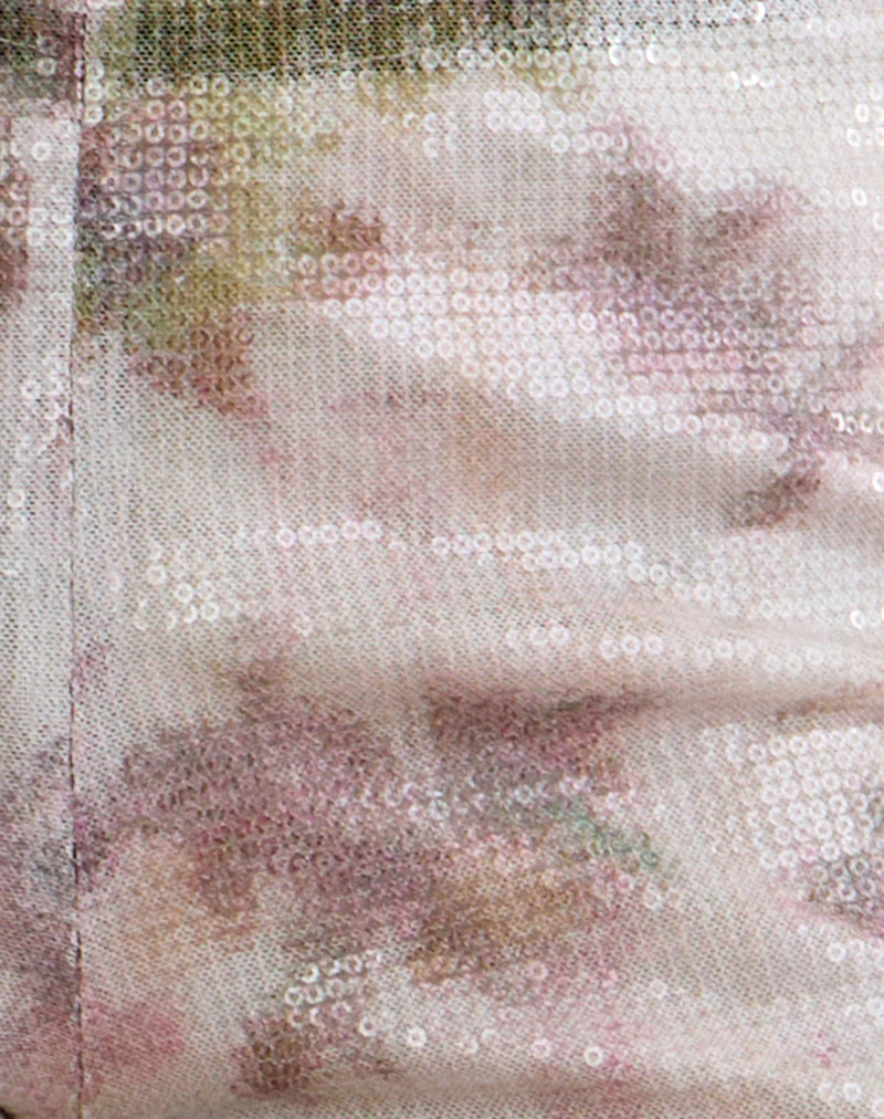 Erna Micro Short in Floral Sequin White and Purple - Image 6