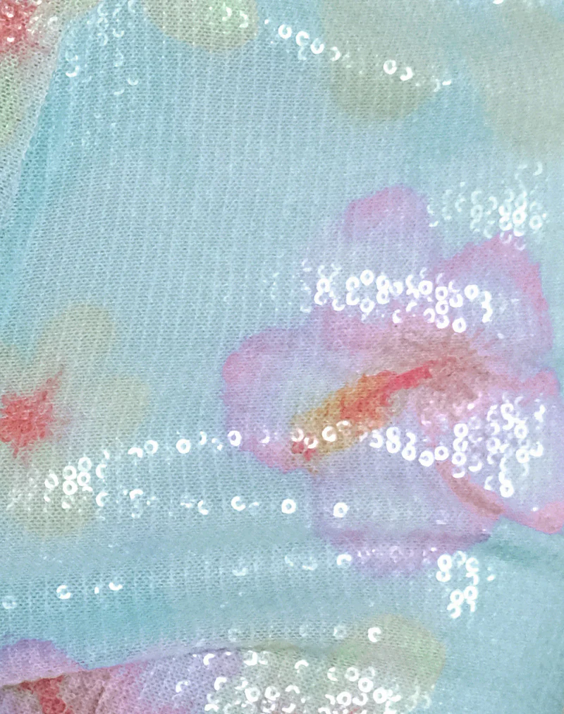 Erna Micro Short in Sequin Blooming Flower Blue - Image 6
