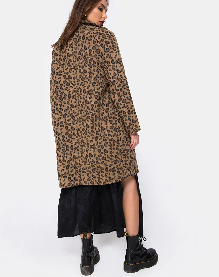 Ernest Boyfriend Coat Leopard Print Grey - Image 2