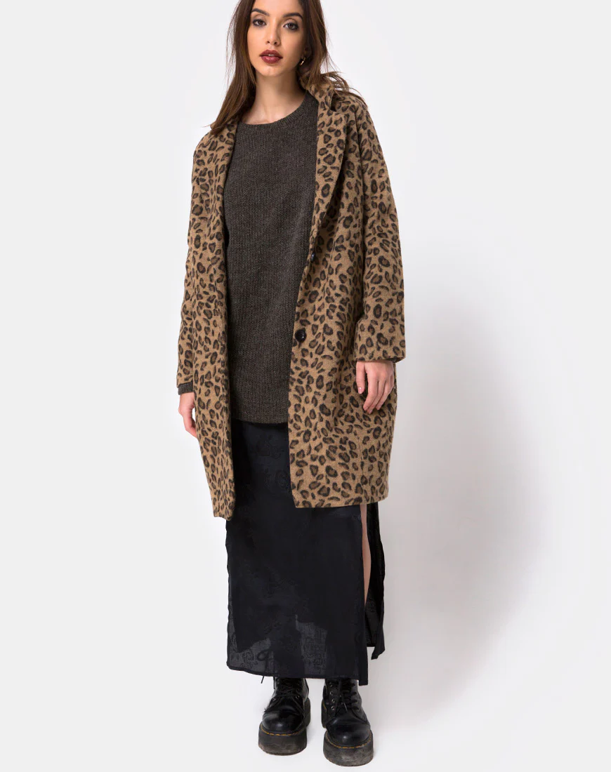 Ernest Boyfriend Coat Leopard Print Grey - Image 3