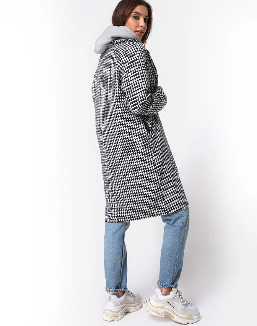 Ernest Coat in Houndstooth Check Black and White - Image 4