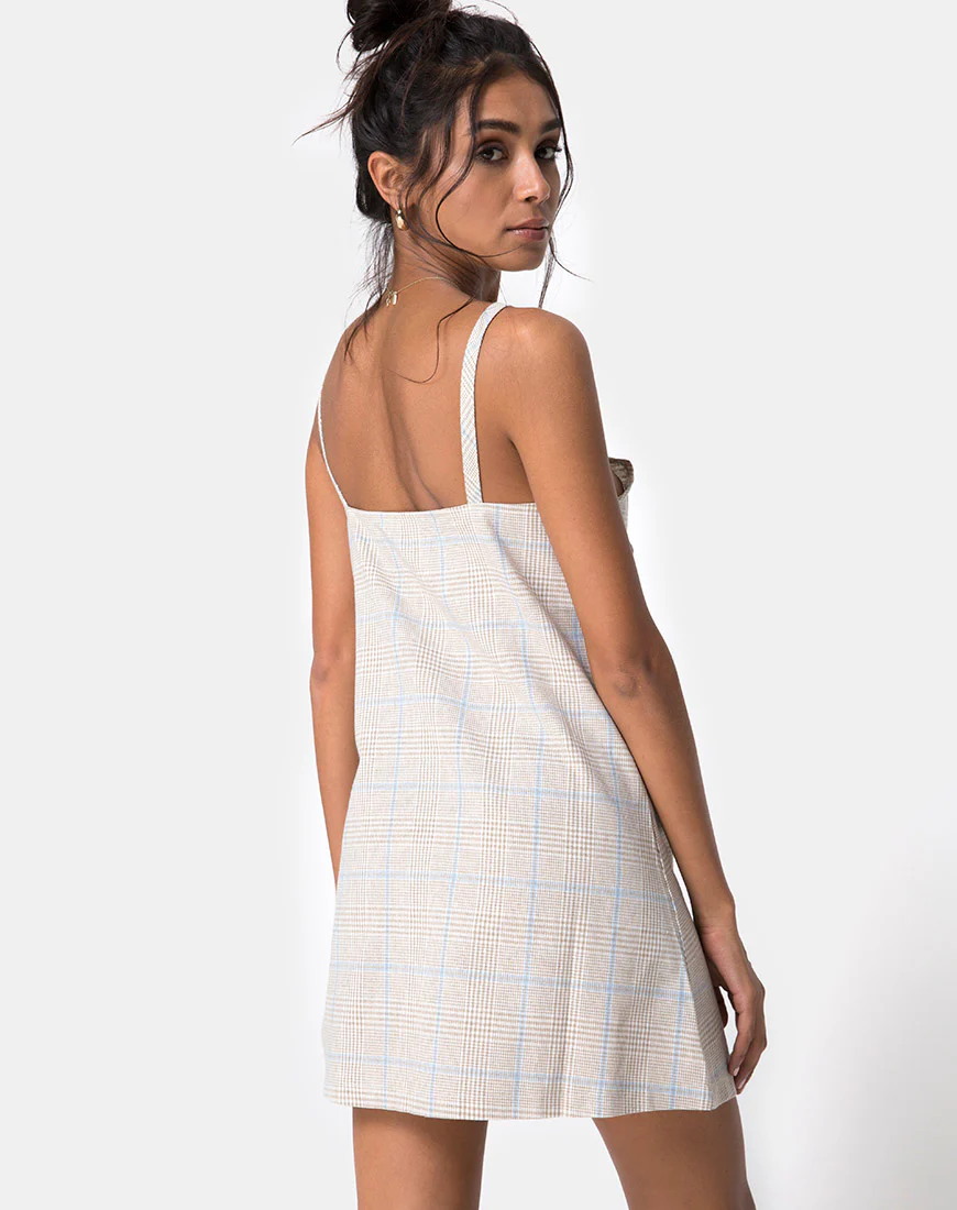 Esana Slip Dress in Tonal Plaid Almond - Image 4