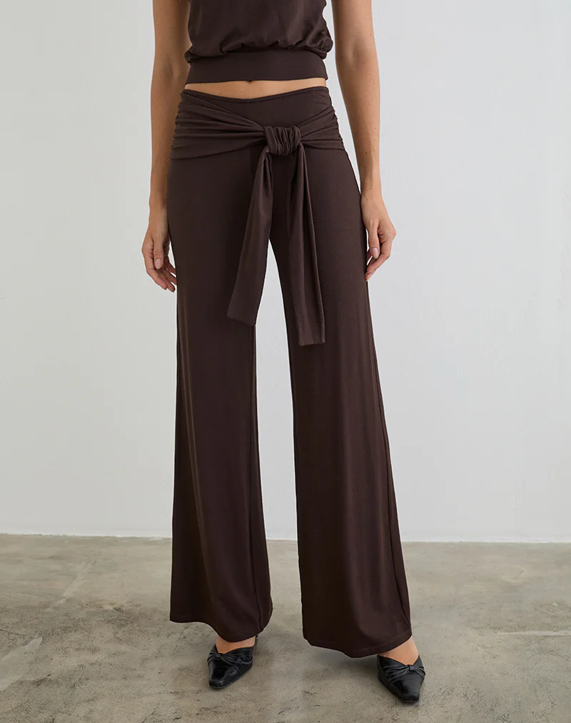 Esata Wrap Trouser in Bitter Chocolate - Image 2